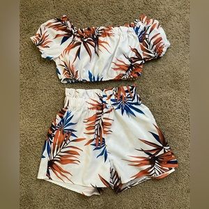 Little girls floral shorts set, little girls shorts set